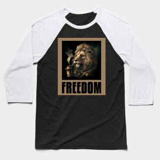 Lion Smoking Pipe Freedom Baseball T-Shirt